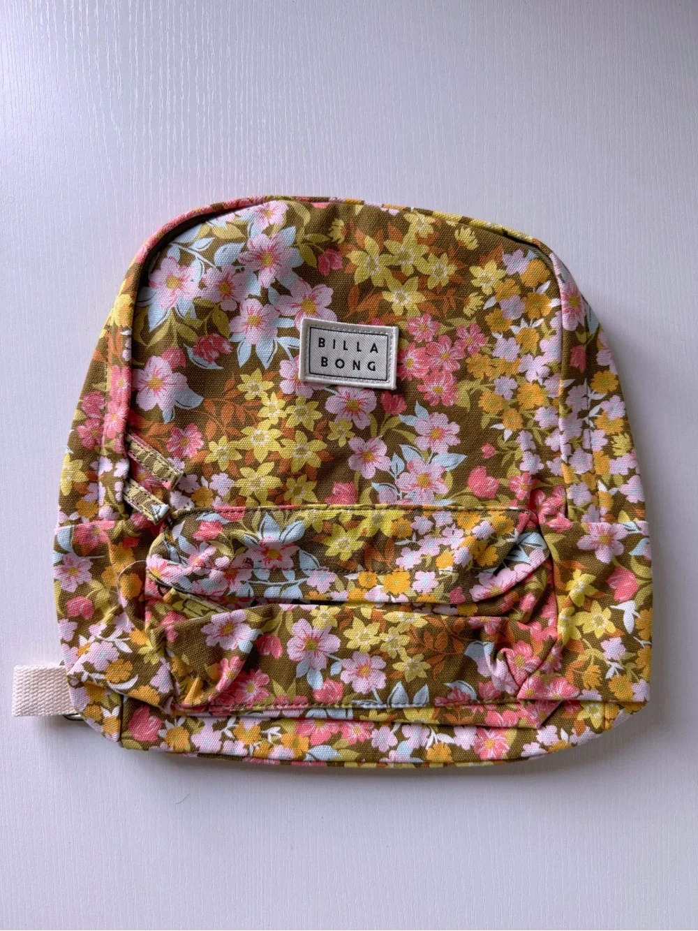 Billabong Mini Mama Jr Canvas Backpack Multi Floral Brown Yellow Pink New School